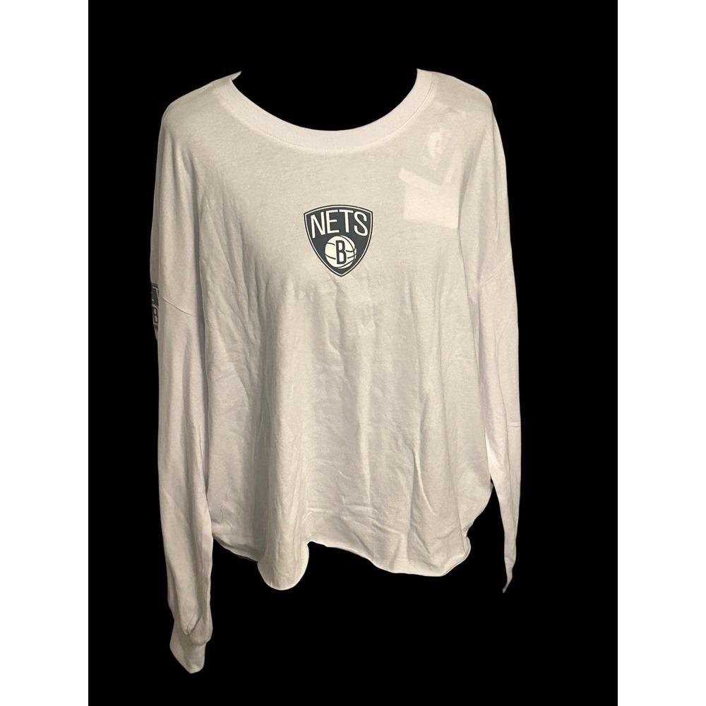 Brooklyn Nets WEAR By Erin Andrews Women's Size XL Crop Long Sleeve T-Shirt NWT